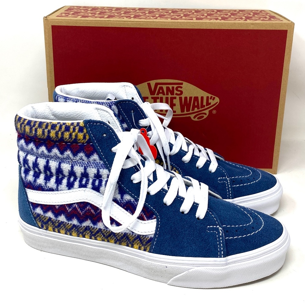 VANS Sk8-Hi Blue Multicolor Women's Suede Canvas Shoes Sneakers Size VN0A7Q5NBER - Picture 2 of 10